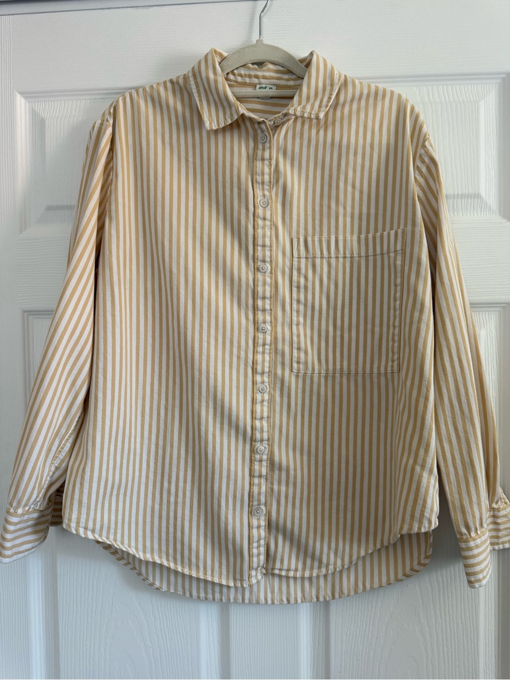 aerie Striped Shirt in Cream & Tan size M
